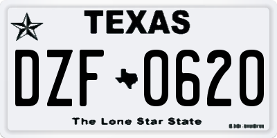 TX license plate DZF0620