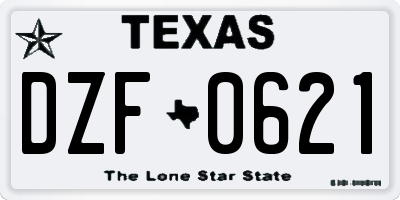 TX license plate DZF0621