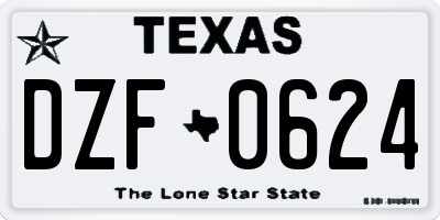 TX license plate DZF0624