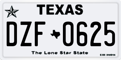 TX license plate DZF0625