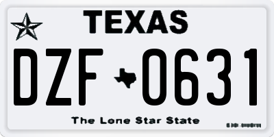 TX license plate DZF0631