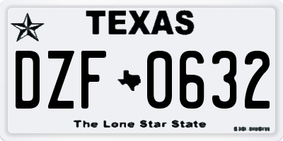 TX license plate DZF0632