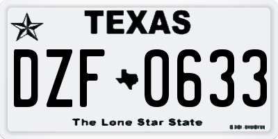 TX license plate DZF0633