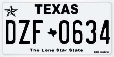 TX license plate DZF0634