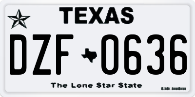 TX license plate DZF0636
