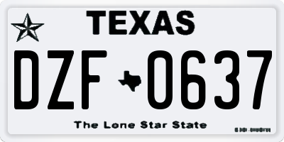 TX license plate DZF0637