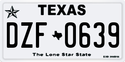 TX license plate DZF0639