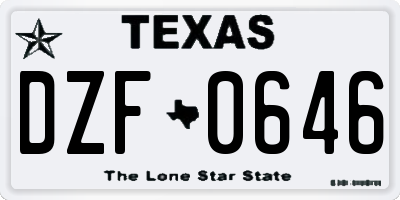 TX license plate DZF0646