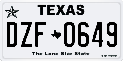 TX license plate DZF0649