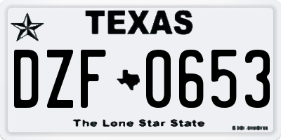 TX license plate DZF0653