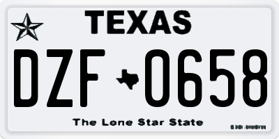 TX license plate DZF0658