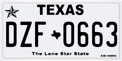 TX license plate DZF0663