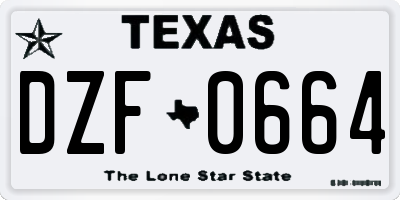 TX license plate DZF0664