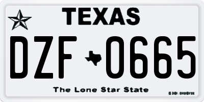 TX license plate DZF0665