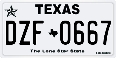 TX license plate DZF0667