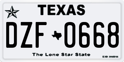 TX license plate DZF0668