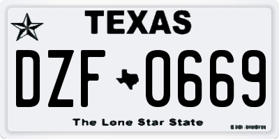 TX license plate DZF0669