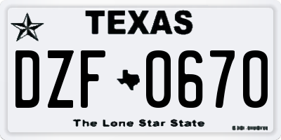 TX license plate DZF0670