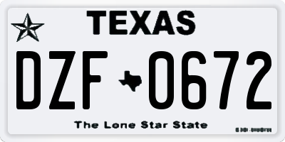 TX license plate DZF0672