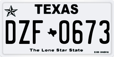 TX license plate DZF0673