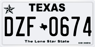 TX license plate DZF0674