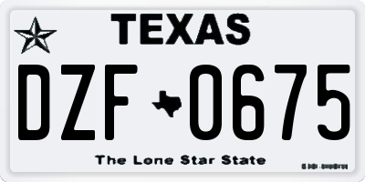 TX license plate DZF0675