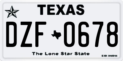 TX license plate DZF0678