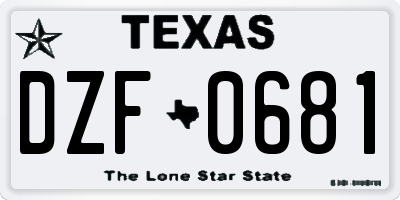 TX license plate DZF0681