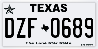 TX license plate DZF0689