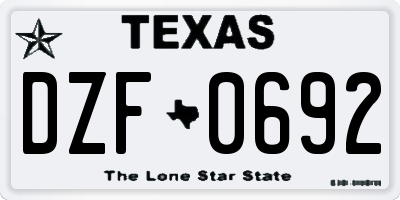 TX license plate DZF0692