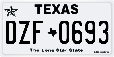 TX license plate DZF0693