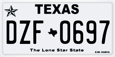 TX license plate DZF0697