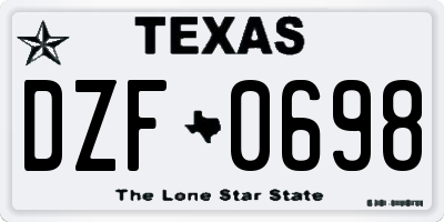 TX license plate DZF0698