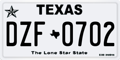 TX license plate DZF0702