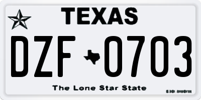 TX license plate DZF0703