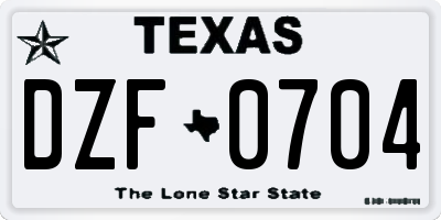 TX license plate DZF0704