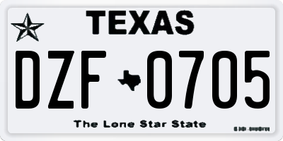 TX license plate DZF0705