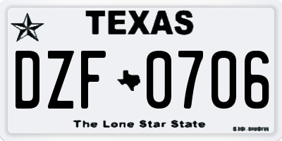 TX license plate DZF0706