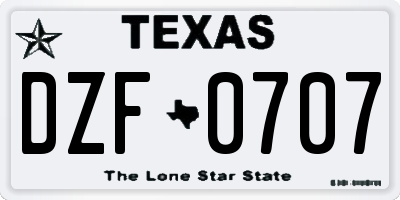 TX license plate DZF0707
