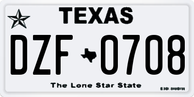 TX license plate DZF0708