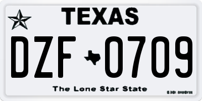 TX license plate DZF0709