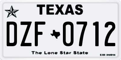 TX license plate DZF0712