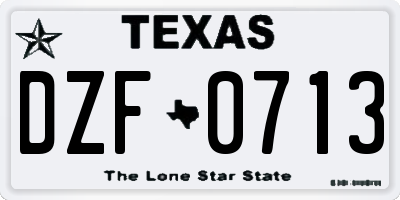 TX license plate DZF0713
