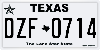 TX license plate DZF0714