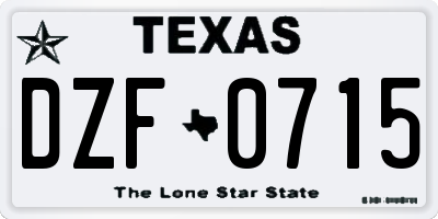 TX license plate DZF0715