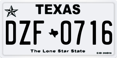 TX license plate DZF0716