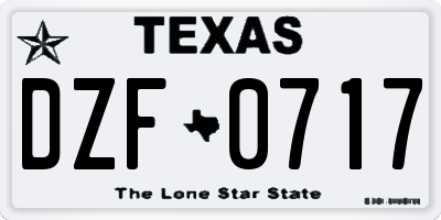 TX license plate DZF0717
