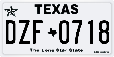 TX license plate DZF0718