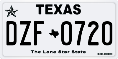 TX license plate DZF0720