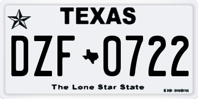 TX license plate DZF0722